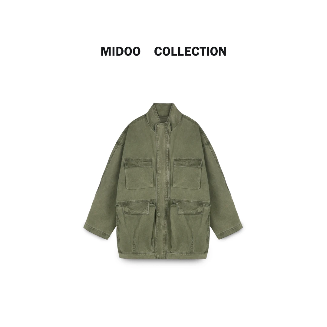 MIDOO 一眼聚焦2024 早春超重工四个口袋工装感廓形外套