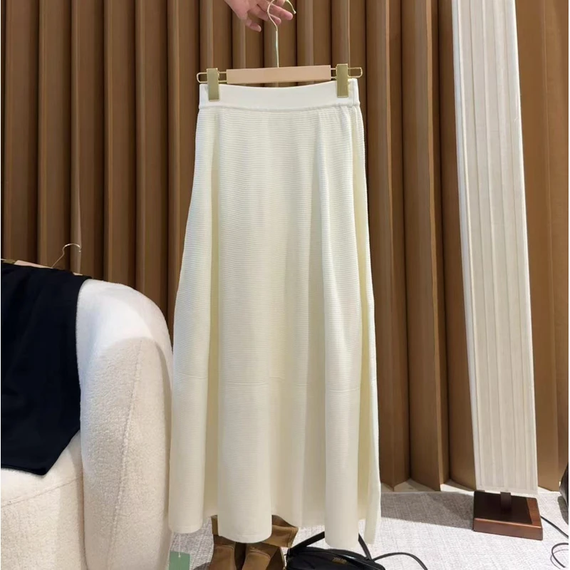 （特~高货针织半裙米色7990）韩版时尚休闲潮流舒适百搭洋气裙子