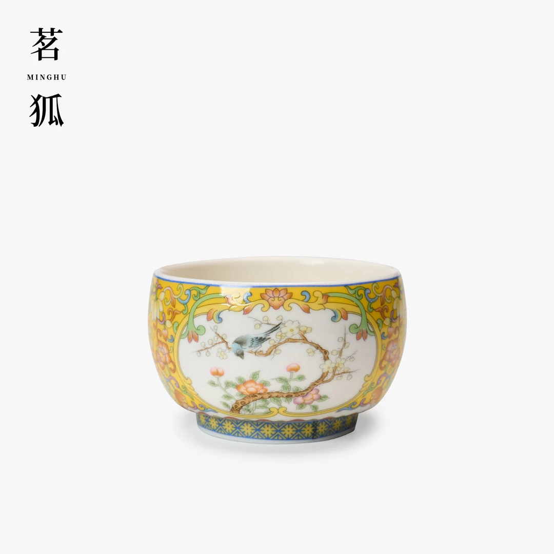 【茗狐·主人杯】珐琅彩陶瓷喜上眉梢茶杯 中式高端家用茶具单人茶杯
