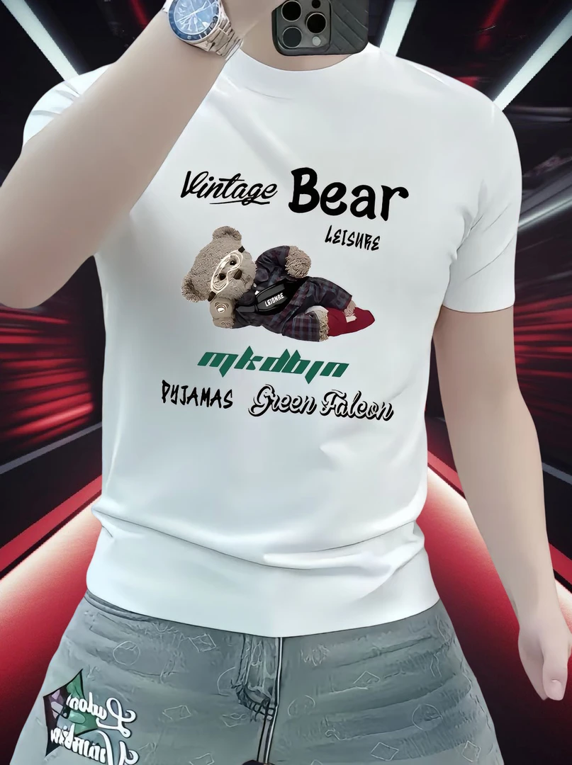 重磅潮牌爆款丝光棉男士短袖T恤网红国潮风印花宽松百搭圆领上衣