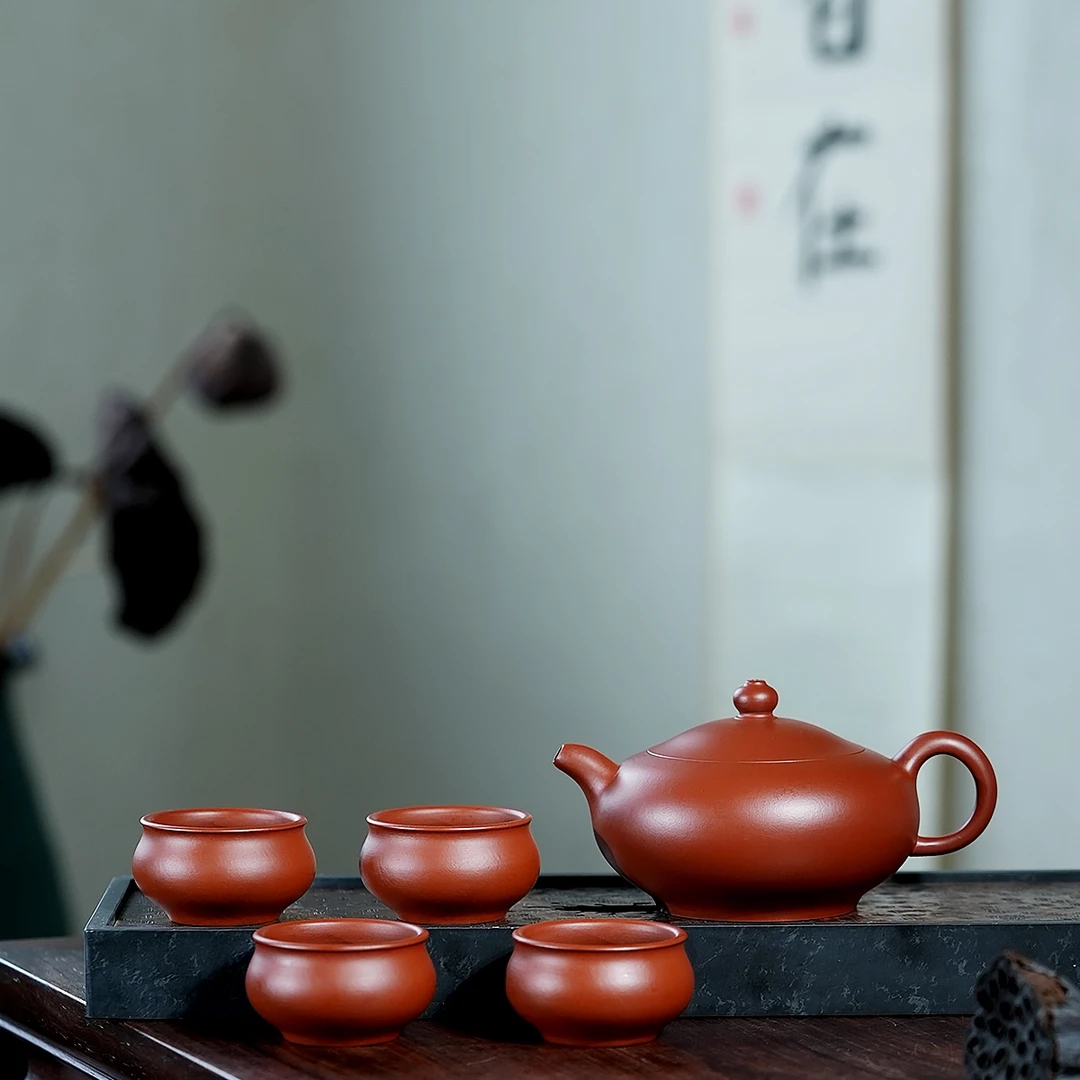 【半手工】助工吴敏 玉乳（套组）大红袍 300cc 手工 紫砂壶