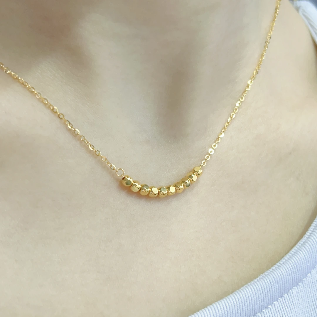 JIUJIUYU/九九御XL-051 足金999小方糖金珠足金项链5G工艺轻奢