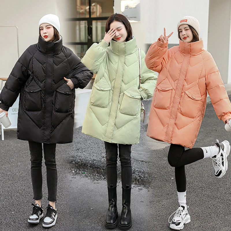 2024韩版新款立领时尚大码胖300斤可穿90绒保暖羽绒服外套女款196