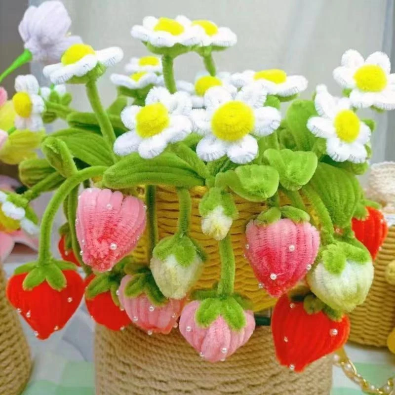 【有文精选】【雨昕手工创意】扭扭棒草莓手工DIY精美装饰摆件材料包
