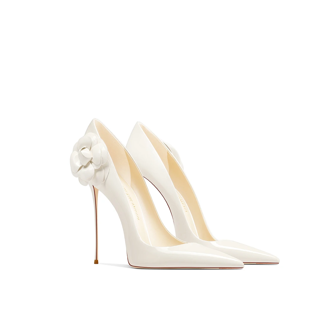 浅口女款单鞋细跟白色漆皮2025名媛新款高级法式洋气宴会高跟鞋