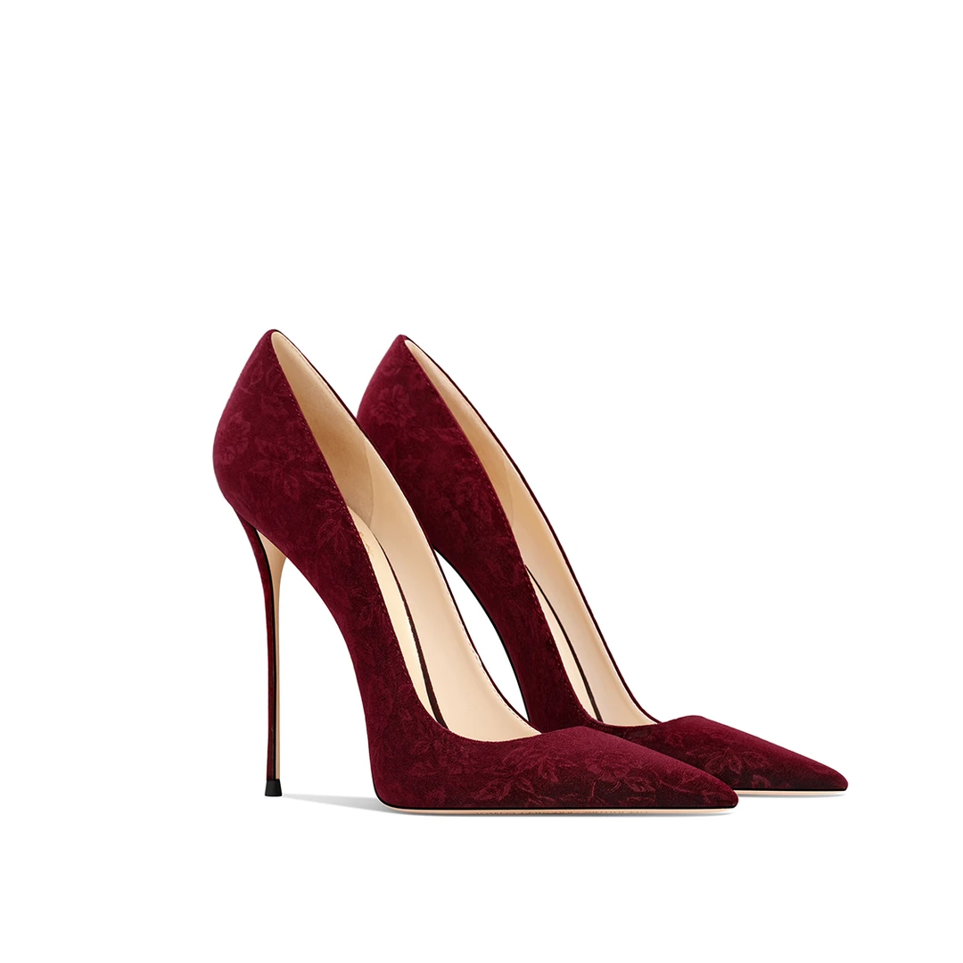 爆款高跟酒红气质礼服高级上档次2025秋季新款百搭宴会浅口单鞋