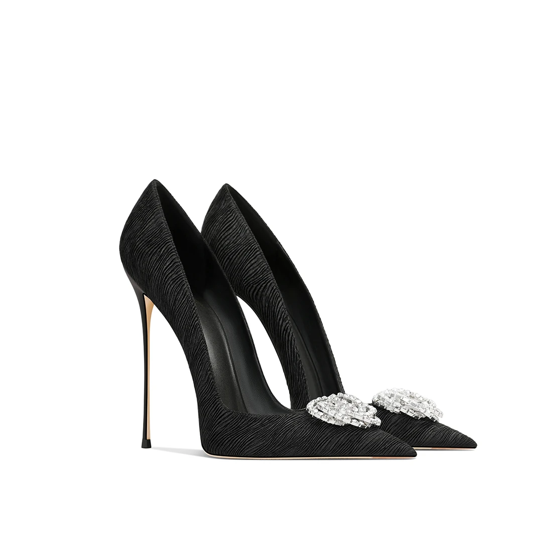 高跟鞋黑色水钻气质礼服高级旗袍2025秋季新款尖头细跟职业单鞋