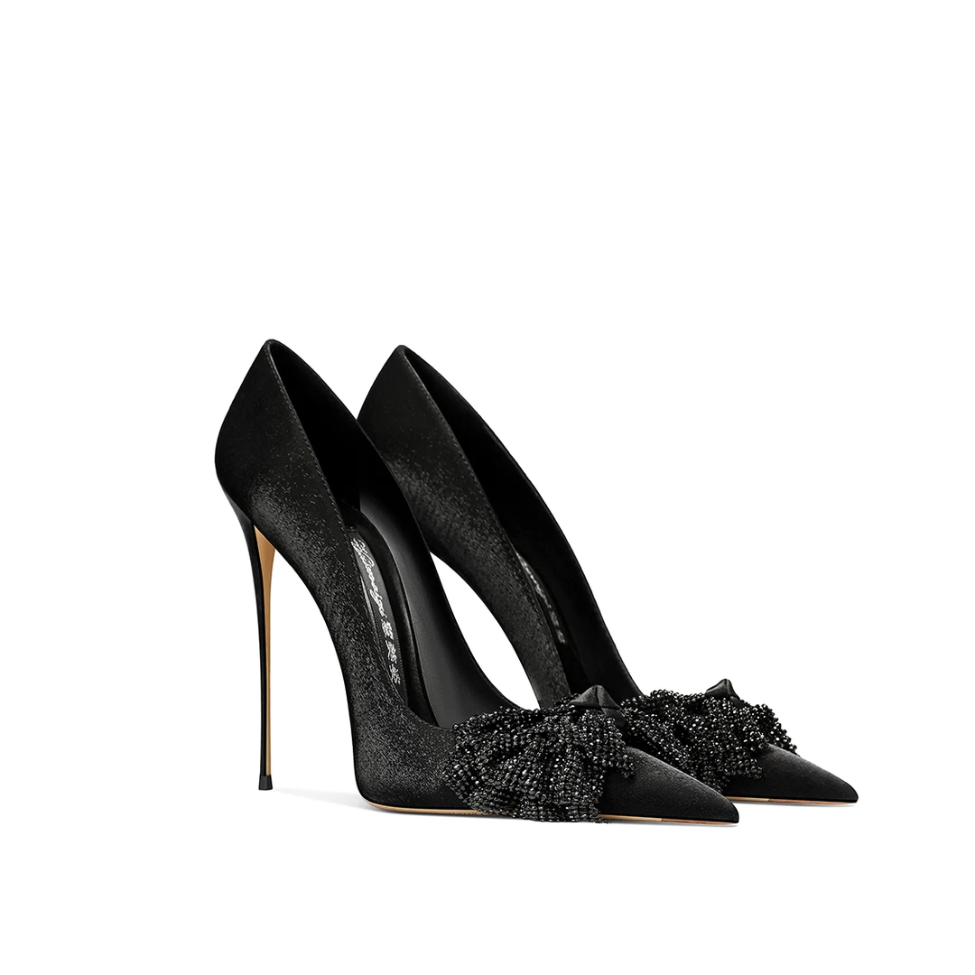 宴会不累脚黑色职业高级感单跟2025春款气质绝美百搭时尚高跟鞋