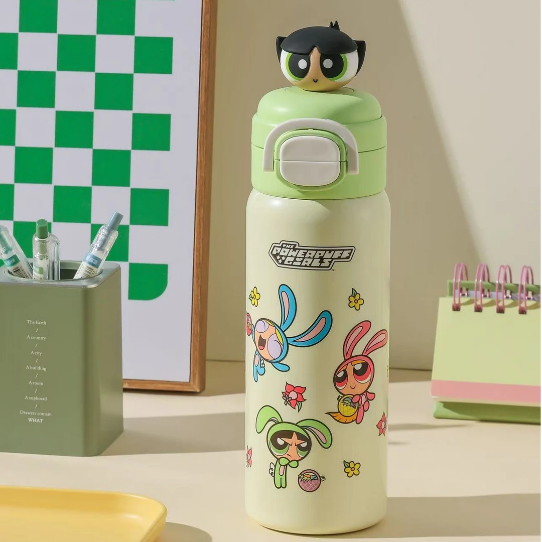 杯具熊550ml盛开双饮保温杯缤纷小女警带锁扣学生成人杯