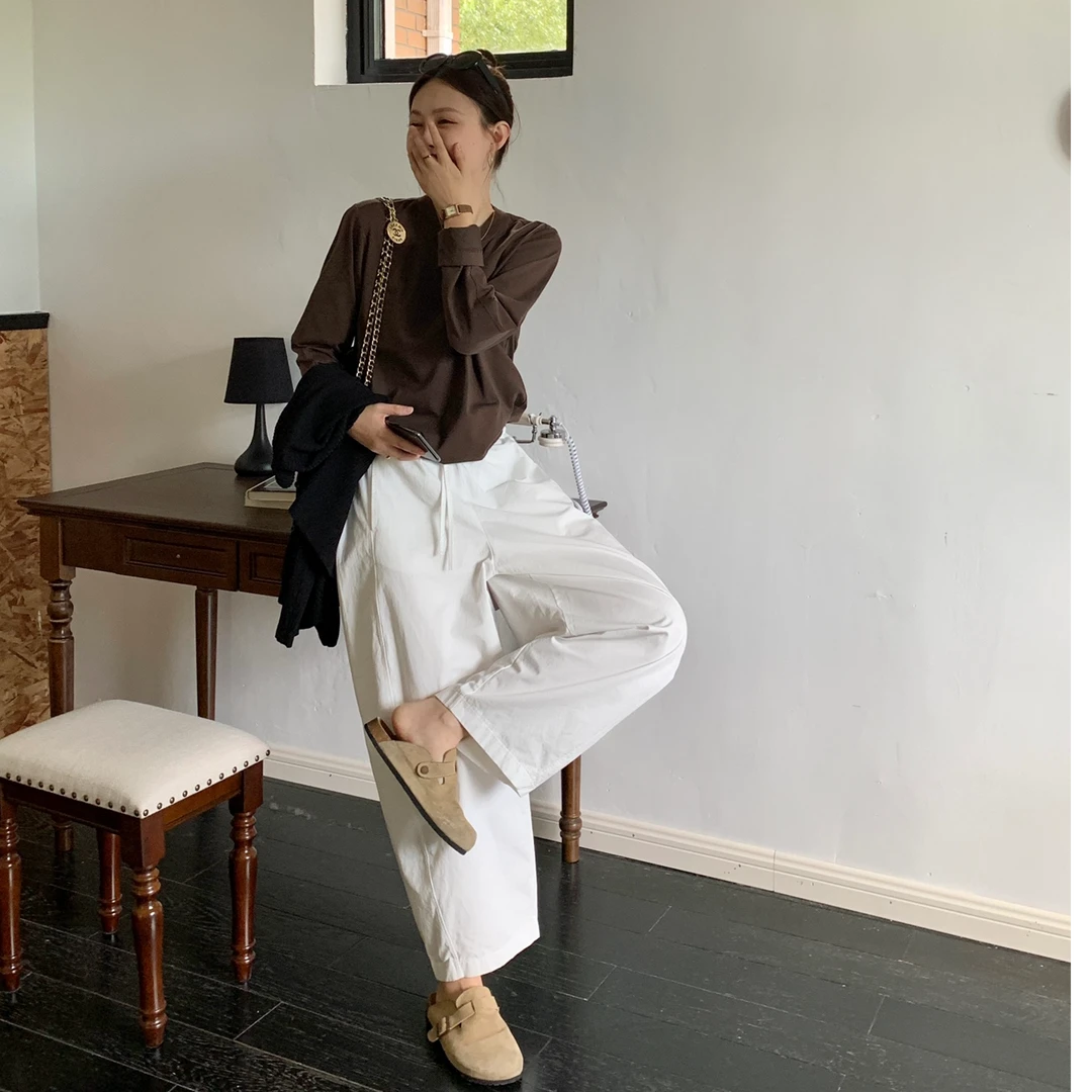 【CO*S同款郁金香工装裤】秋款棉质显瘦松紧腰女长裤休闲裤宽松透气