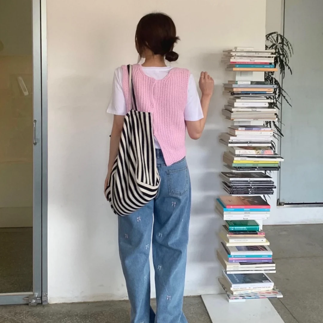 【百搭神器】条纹大托特包女包粗纹帆布包大容量氛围感慵懒随性