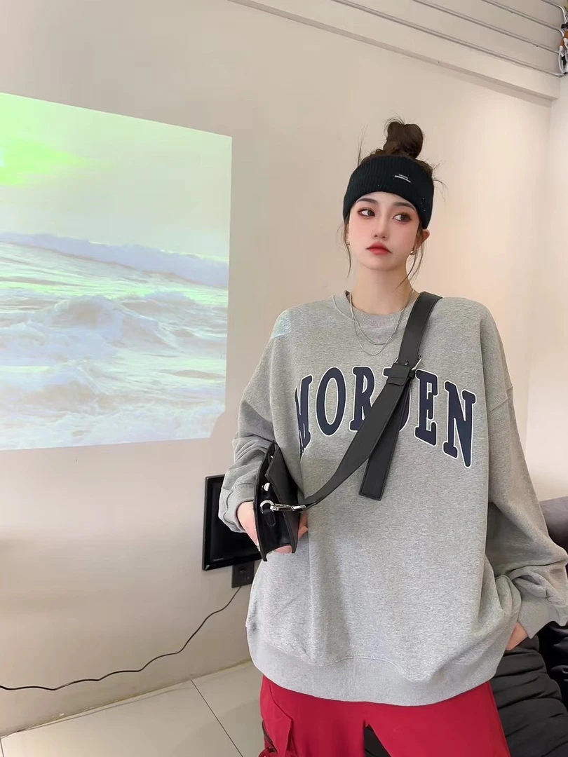 2025春款刺绣圆领卫衣宽松韩版套头衫【7z】