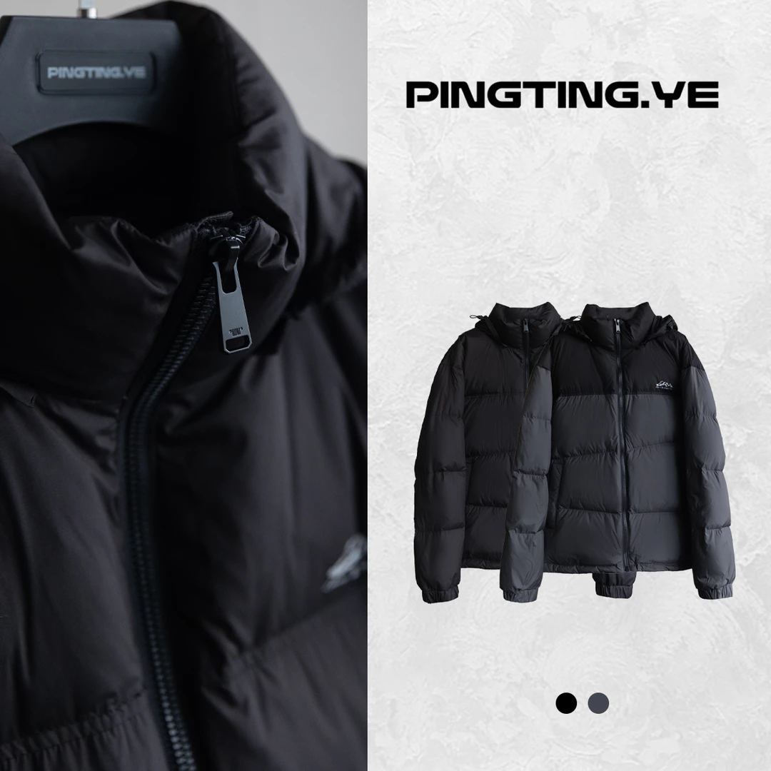 PINGTING.YE白鸭绒拼色印花设计时髦潮流羽绒外套PT8969