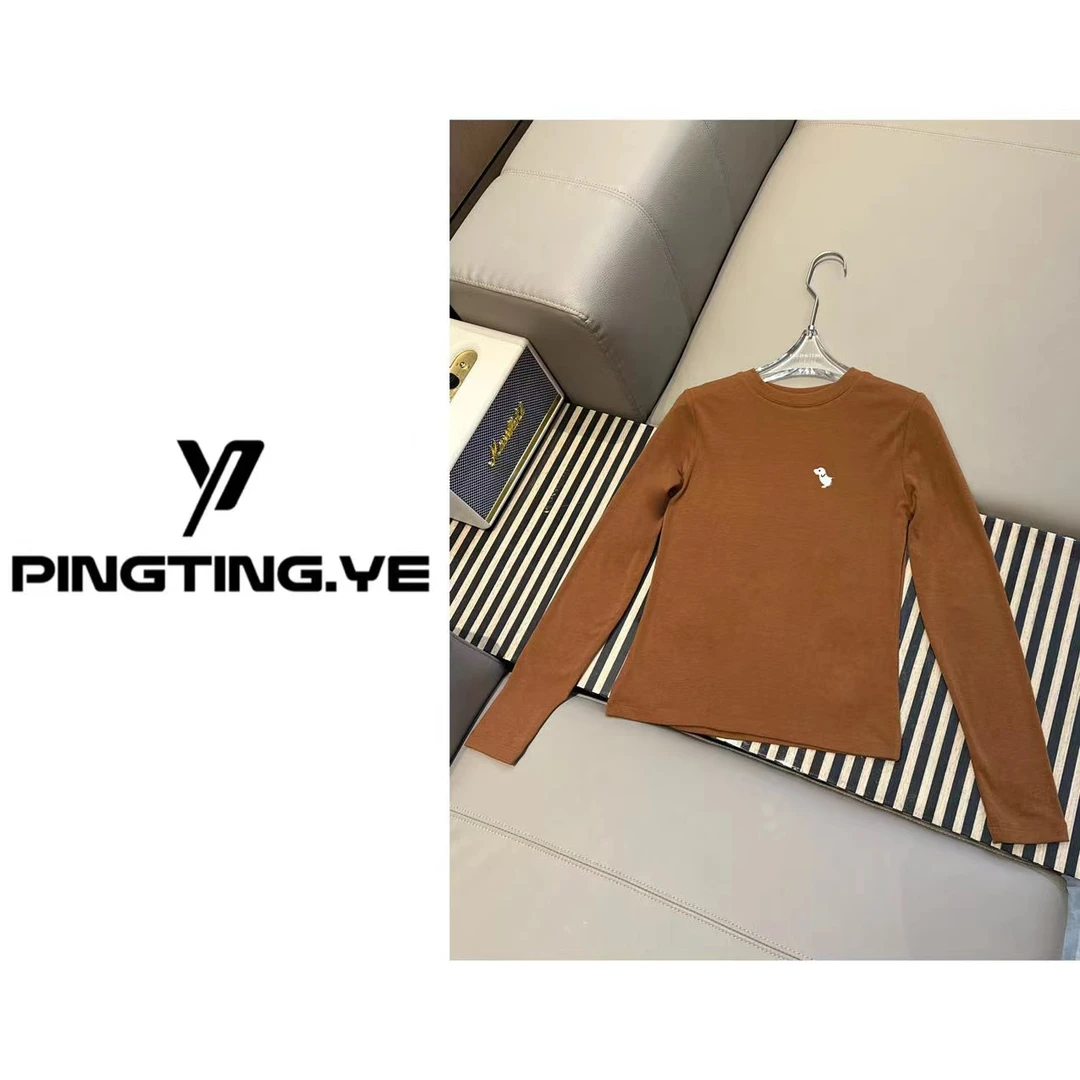 PINGTING.YE卡通刺绣纯色时尚休闲百搭显瘦打底上衣PT0745