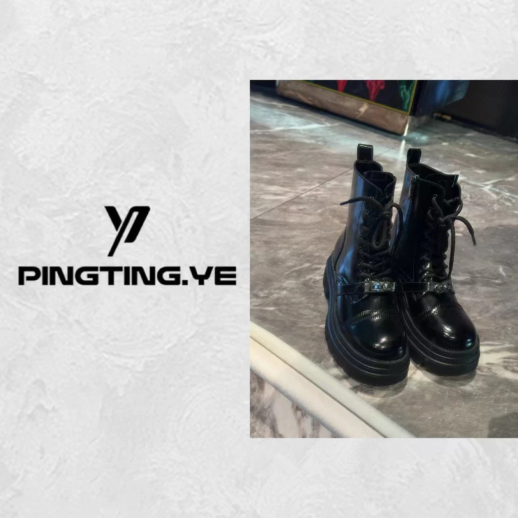 秋冬银扣轻奢设计时尚休闲百搭增高马丁靴