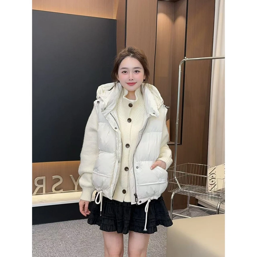 连帽羽绒马甲 小允姐姐2024新款时尚气质高级连帽羽绒马甲