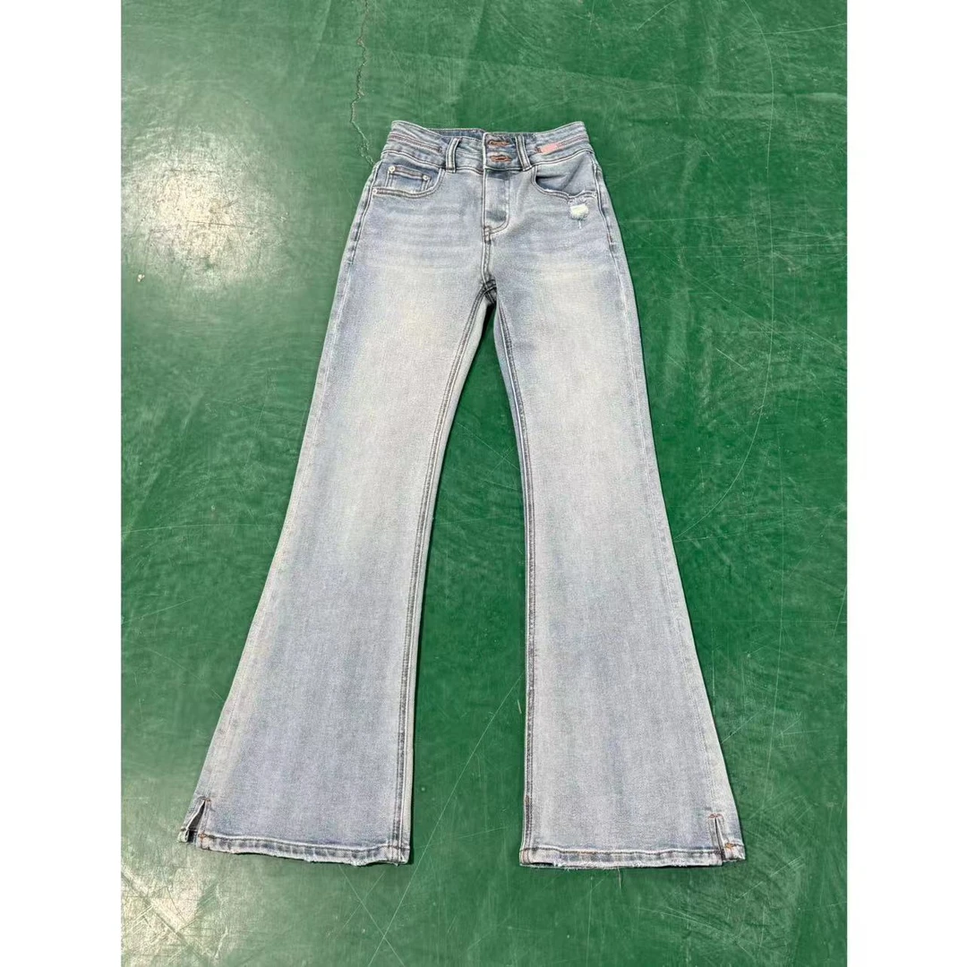 小开叉磨破微喇 小允姐姐2024新款时尚气质高级小开叉磨破微喇裤