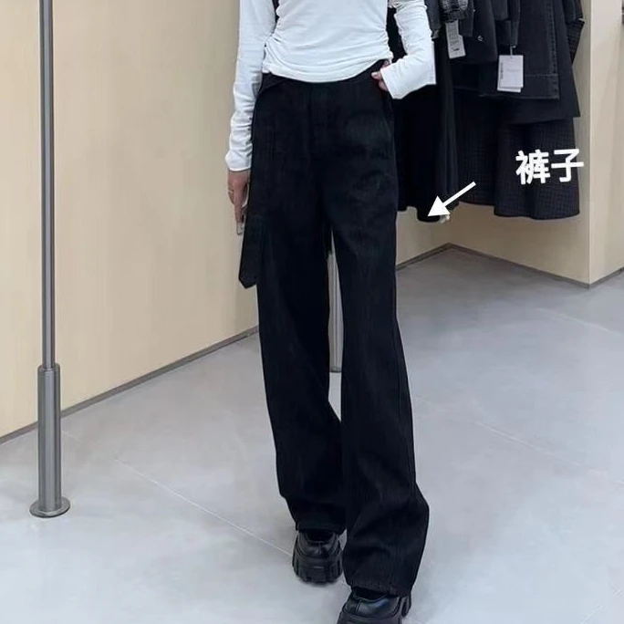 两色系带牛仔裤 小允姐姐2024新款时尚高级两色系带牛仔裤