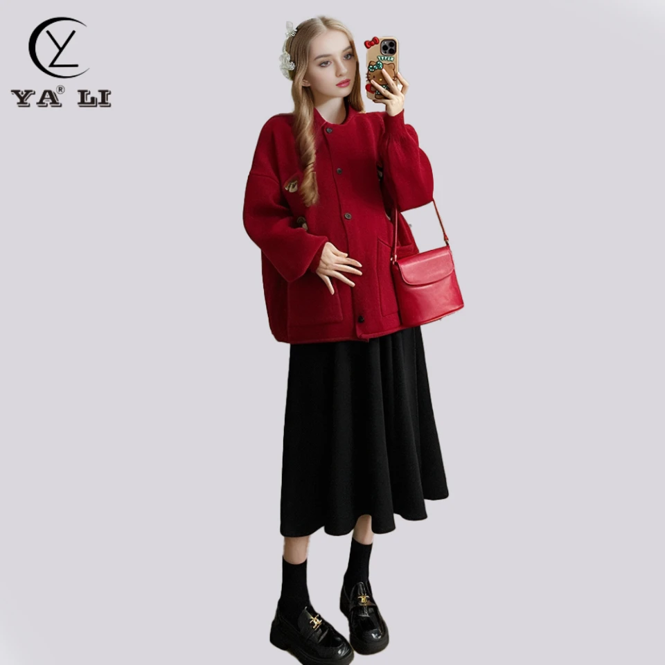 【桃系赫本】孕妇2024春秋女加厚外穿毛衣开衫+托腹半身裙孕妇套装