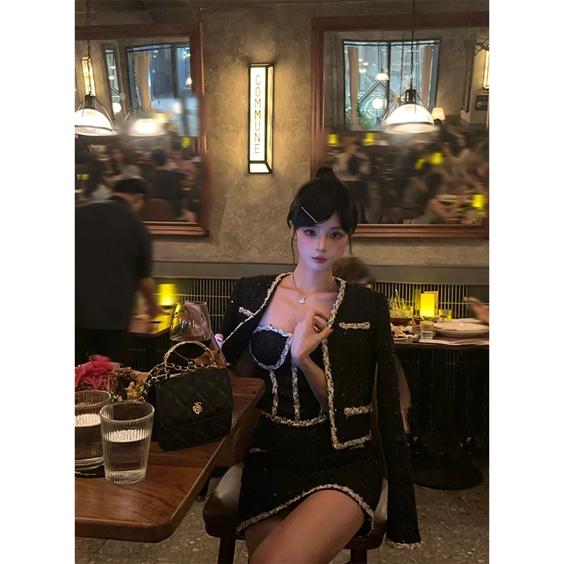 芭比姨【摩登米兰】设计感千金性感辣妹时尚气质显瘦早秋小香风套装