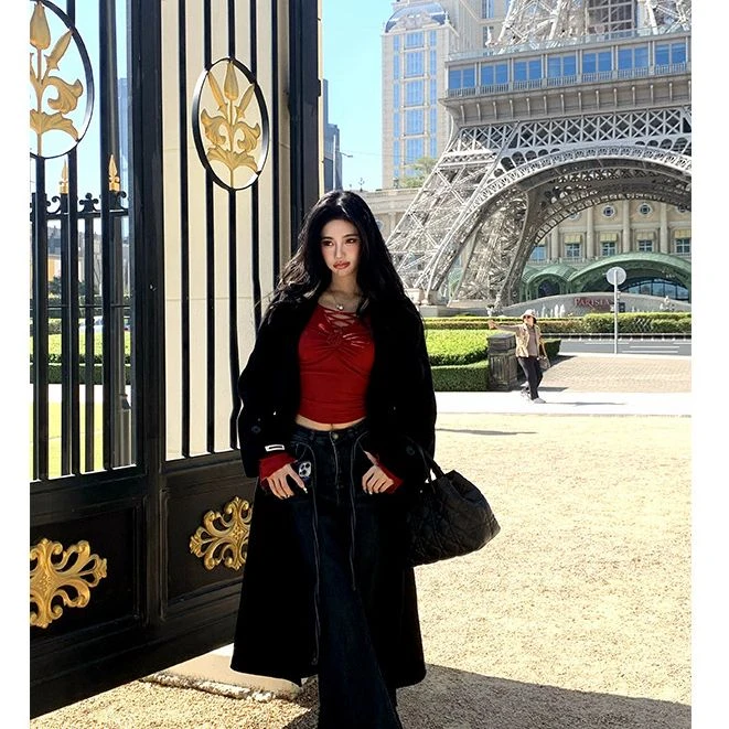 芭比姨【翘臀长腿妖精】显瘦加绒牛仔裤女时尚休闲宽松阔腿长裤