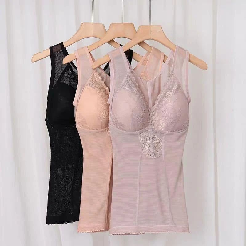 塑身衣夏季薄款收腹束腰塑形背心免穿胸罩一体式收腰美体内衣