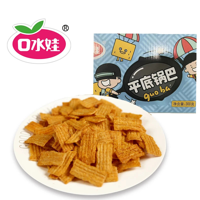 B：口水娃平底锅巴300g（新老包装随机）香脆金黄 传统油炸松脆