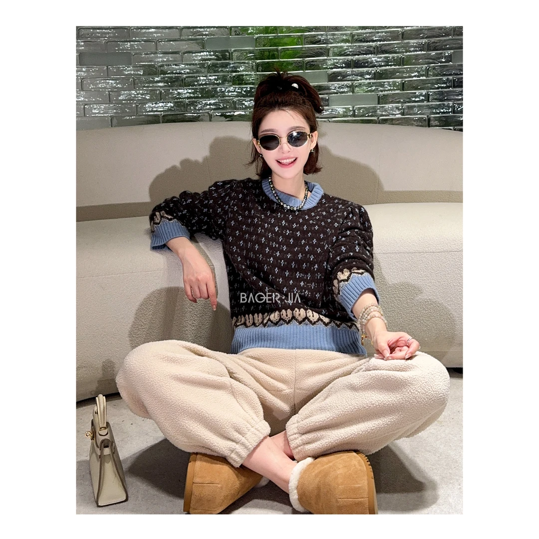 5-【一眼万年】宝儿家含幂BV66724410冬季复古韩系慵懒提花宽松毛衣