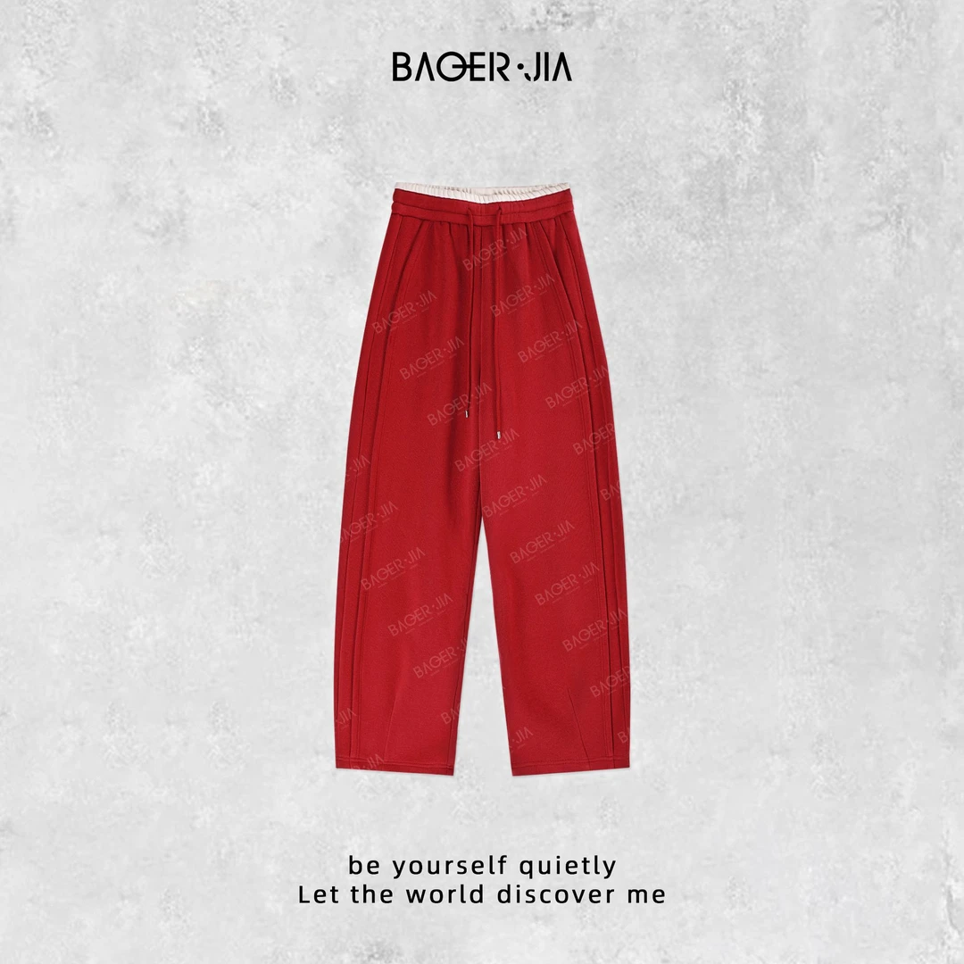 5-【A4腰大长腿】宝儿家含幂BC57424410冬季复古显瘦加绒阔腿裤子