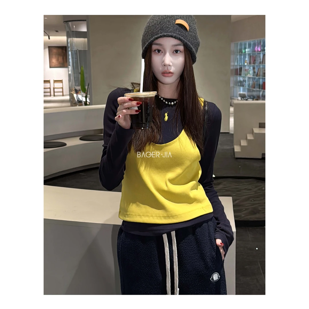 5-【小马两件套】宝儿家含幂BL72624410冬季小马刺绣真两件拼色上衣