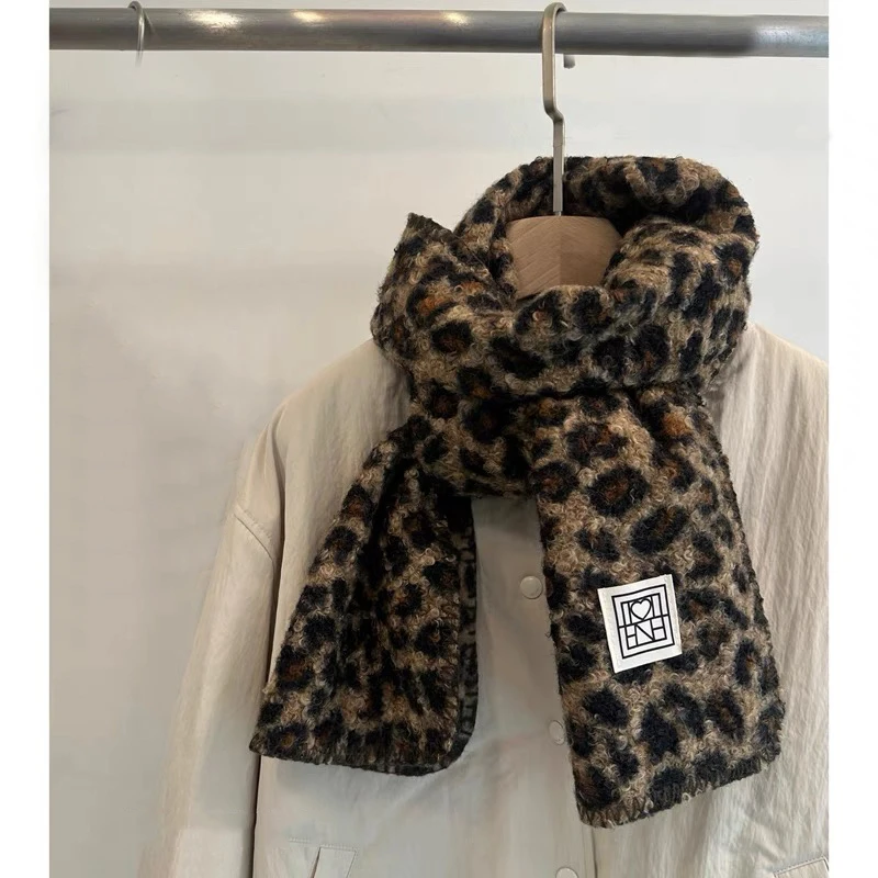 韩国2024新款女装冬季时尚豹纹保暖卷围脖围巾圈圈毛百搭披肩