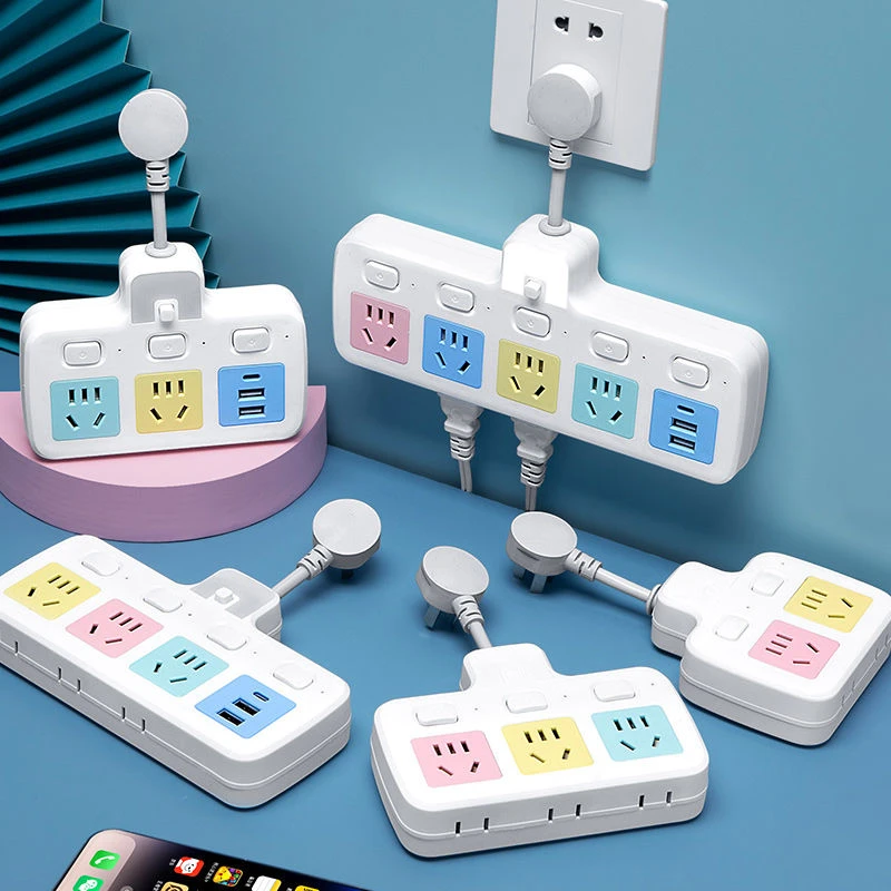 多功能一转多孔插座沙发转换器USB夜灯独立开关学生家用分控插座
