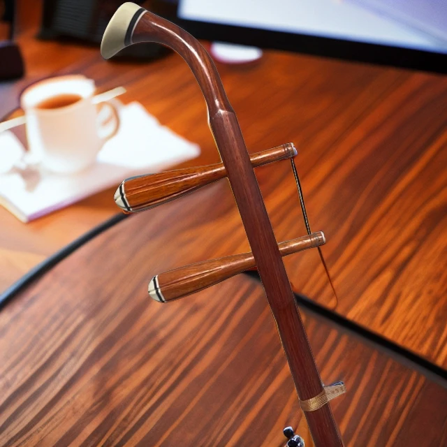 缅甸红木二胡 弯头扁杆 琴筒六角