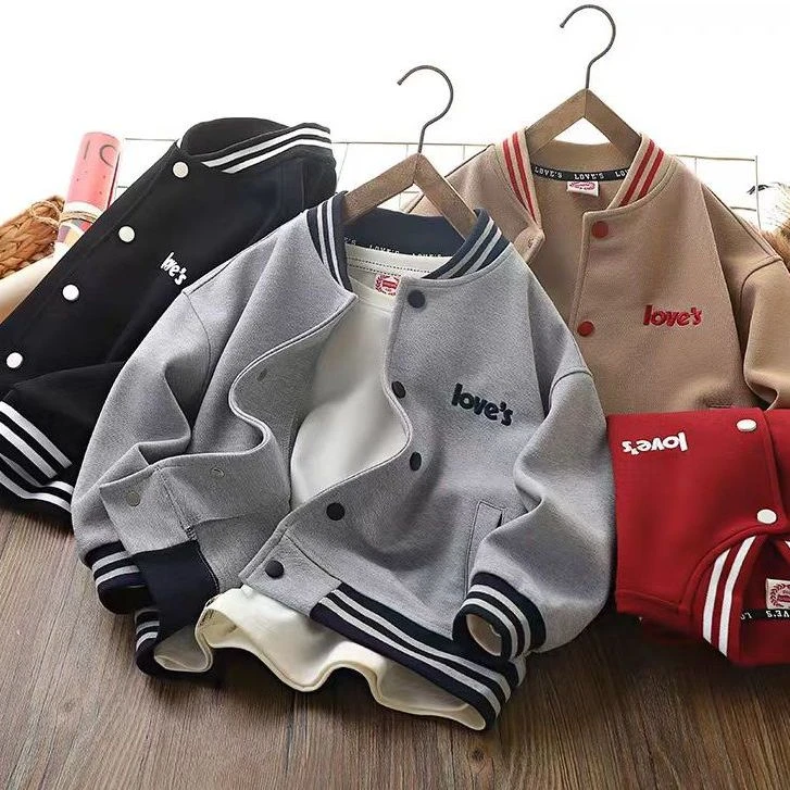 男童棒球服2024春秋新款儿童V领外套休闲宽松上衣帅气中大童