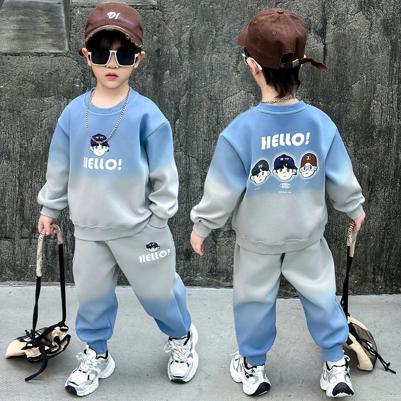 男童卫衣套装加绒儿童秋冬装2025新款宝宝冬季打底衫运动两件套潮