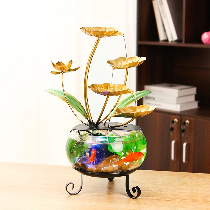 桌面风水池鱼缸摆件玄关客厅招财流水源头工厂铁艺家居装饰品送礼