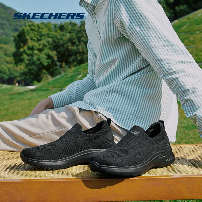 Skechers斯凯奇健步鞋男鞋一脚蹬防滑网面透气简约运动鞋216205