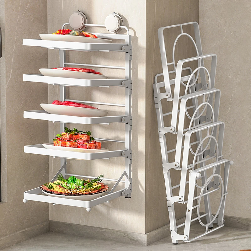 备菜置物架可折叠厨房多层火锅托盘菜盘台面壁挂配菜吸盘收纳神器
