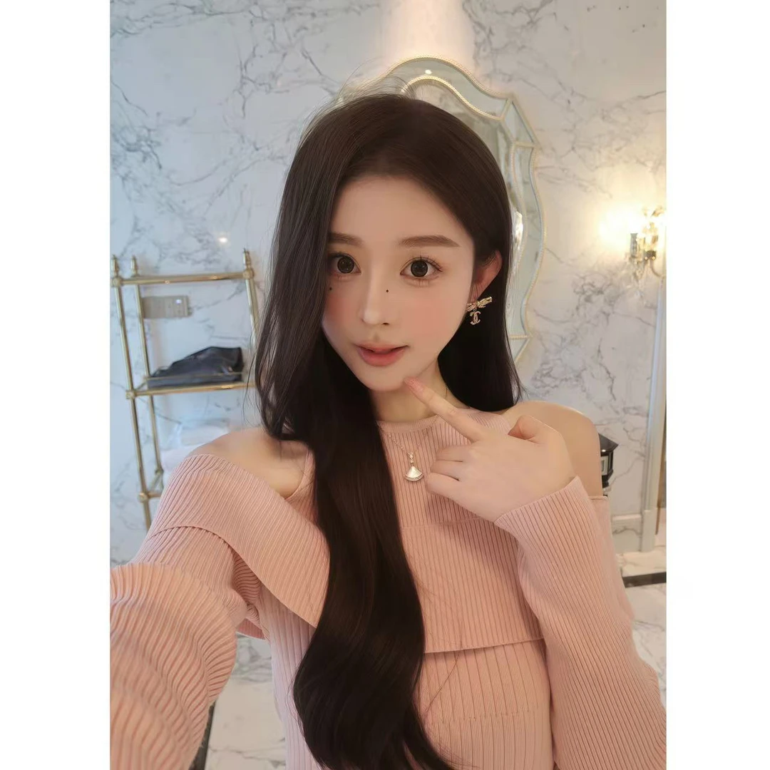 【莉萍服饰】假两件一字肩坑条上衣女士长袖打底衫套头纯色