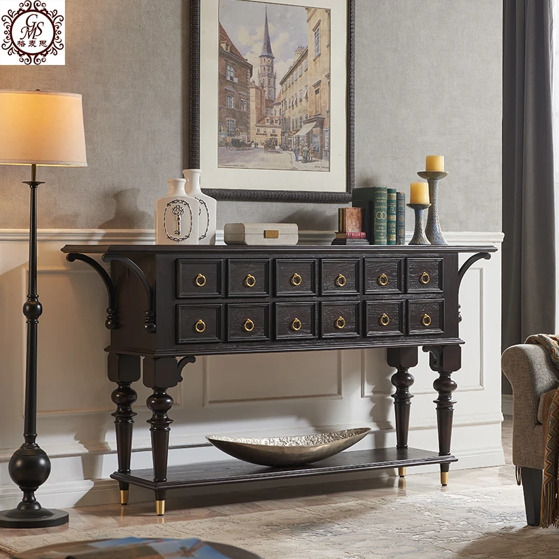 美式实木门厅柜隔断柜装饰柜客厅玄关柜卧室收纳柜餐边柜储物柜子