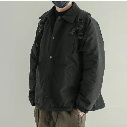 秋冬季外套加厚美式教练夹克袄工装衣潮牌轻薄复古服翻领