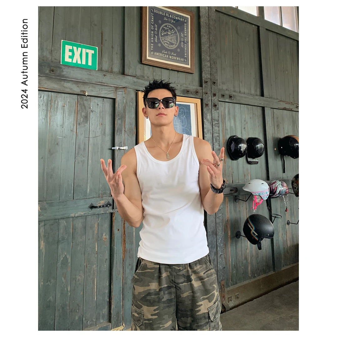 阿d服饰 四季内搭 冰感高弹无袖男士背心T恤