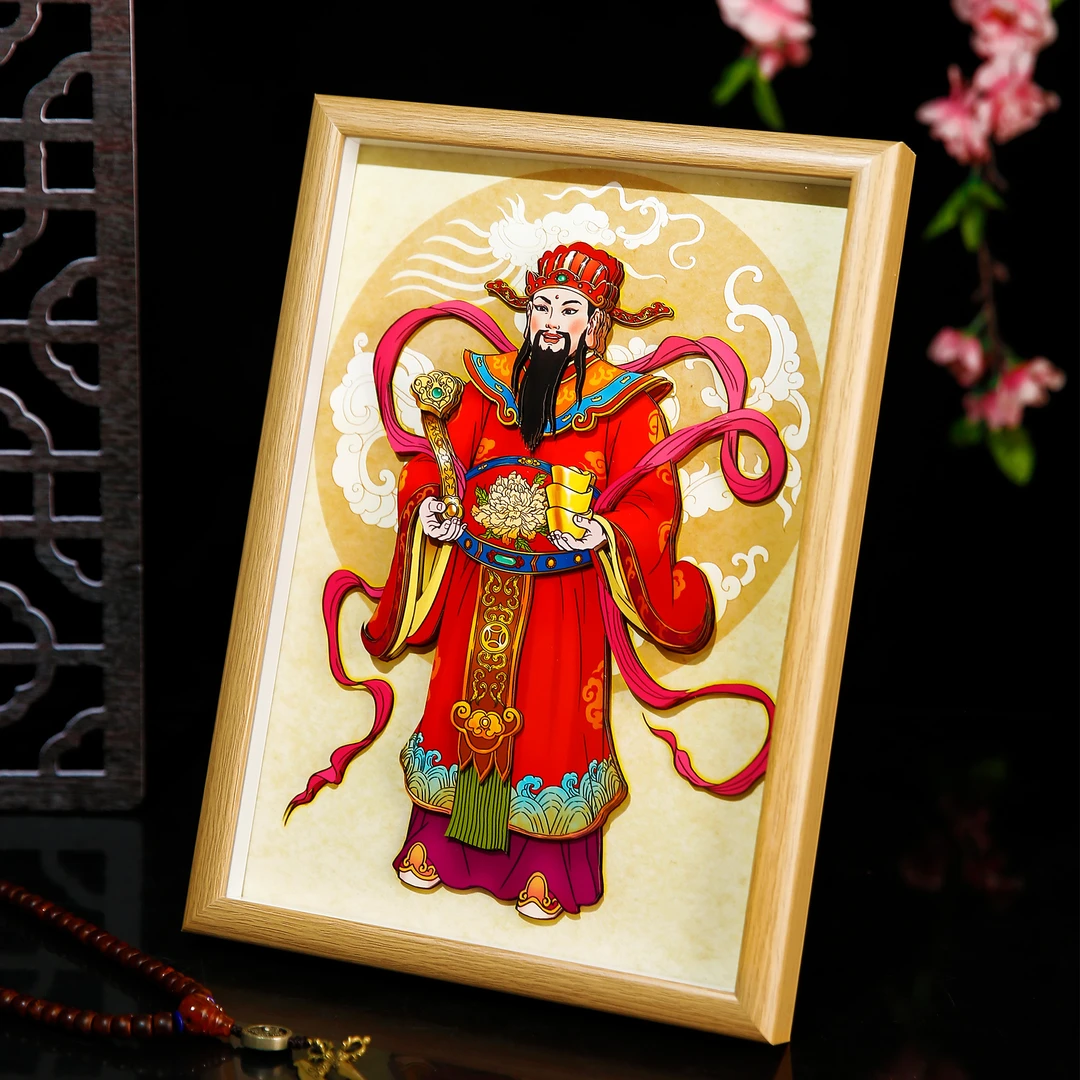 玺语文财神文曲星招财添福生日礼物裸眼3D立体画手工制作创意桌摆