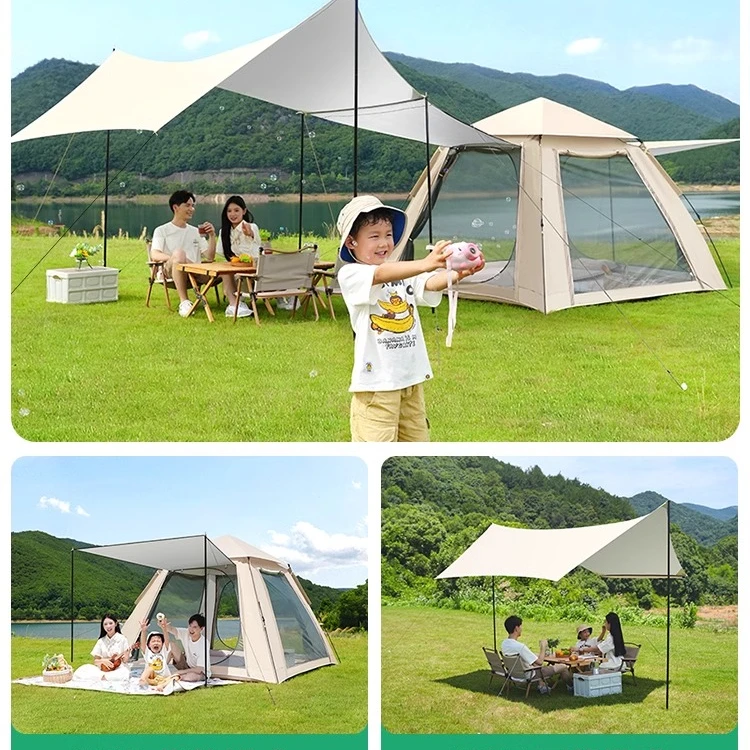 雨阳墅家帐篷便携式折叠户外露营双层涂银公园野餐野营全自动舒适