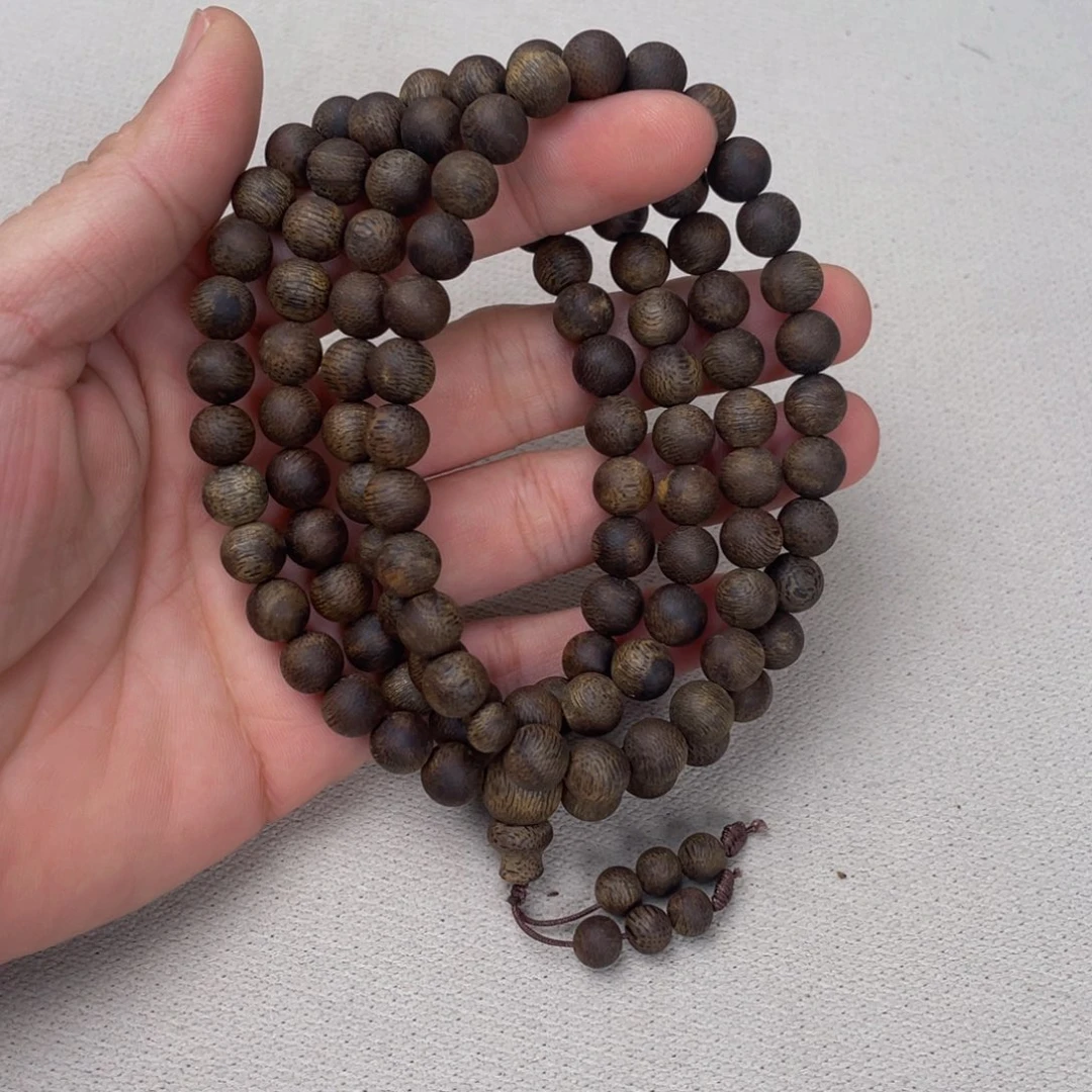 沉香手串棋楠沉香乌身圆珠九九沉卡8+保32克