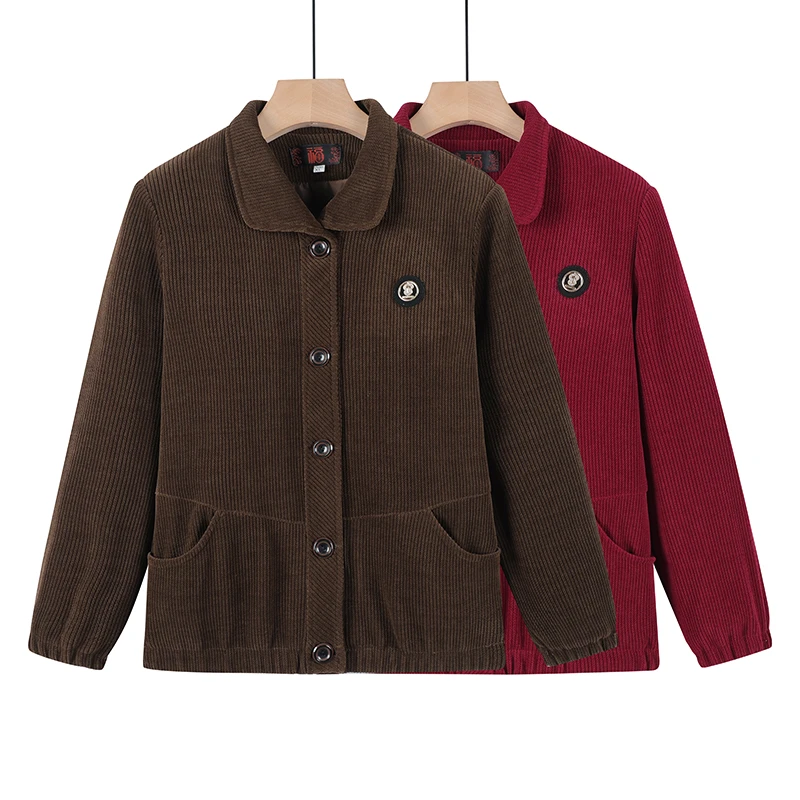 中老年女装春秋款外套奶奶装秋冬加绒大码上衣妈妈装宽松冬季外套