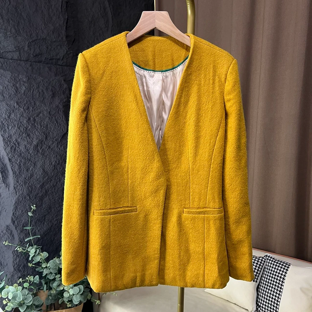 474 秋冬毛呢外套中长款圆领时尚显瘦韩版气质显瘦大衣