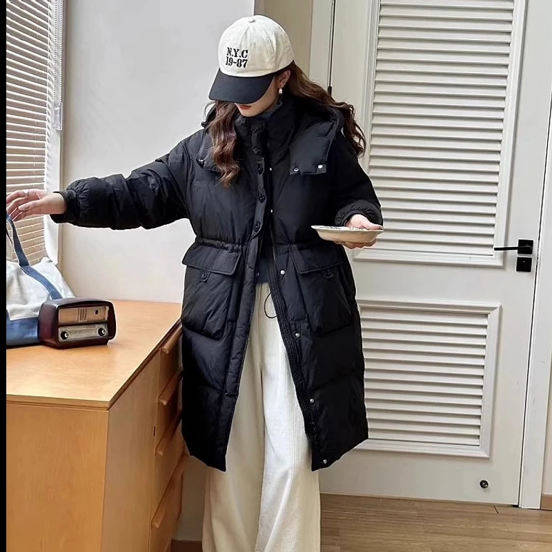 英法订单极寒系列羽绒服女2024年白鸭绒中长款加厚连帽显瘦外套