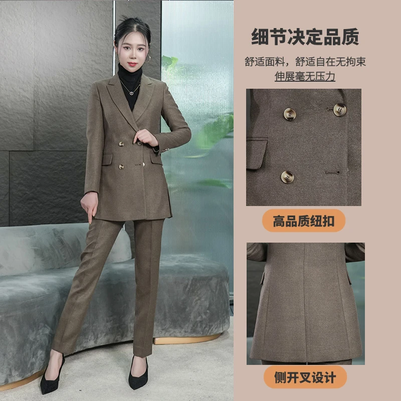 【丽爷】152驼黑双色毛呢西装套装