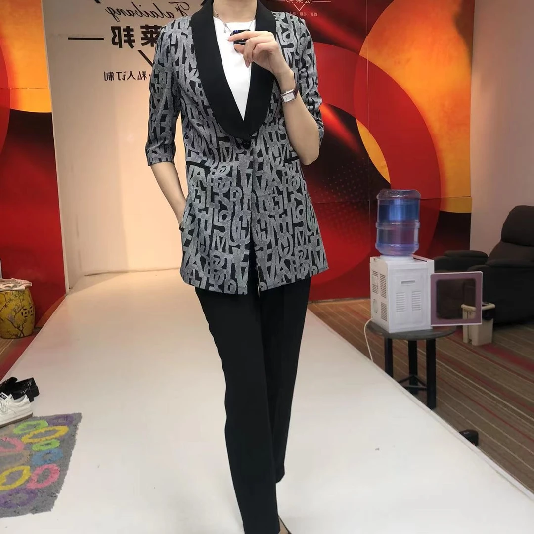 【丽爷】夏款拼色西装8122-80